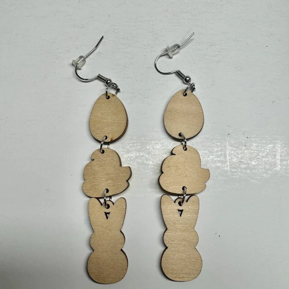 Peeps Earrings - Easter Egg  - Bunny Earrings - Dangling Earrings - New! - Picture 2 of 5